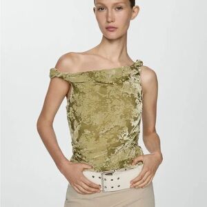 MANGO Javier Draped Velvet Top